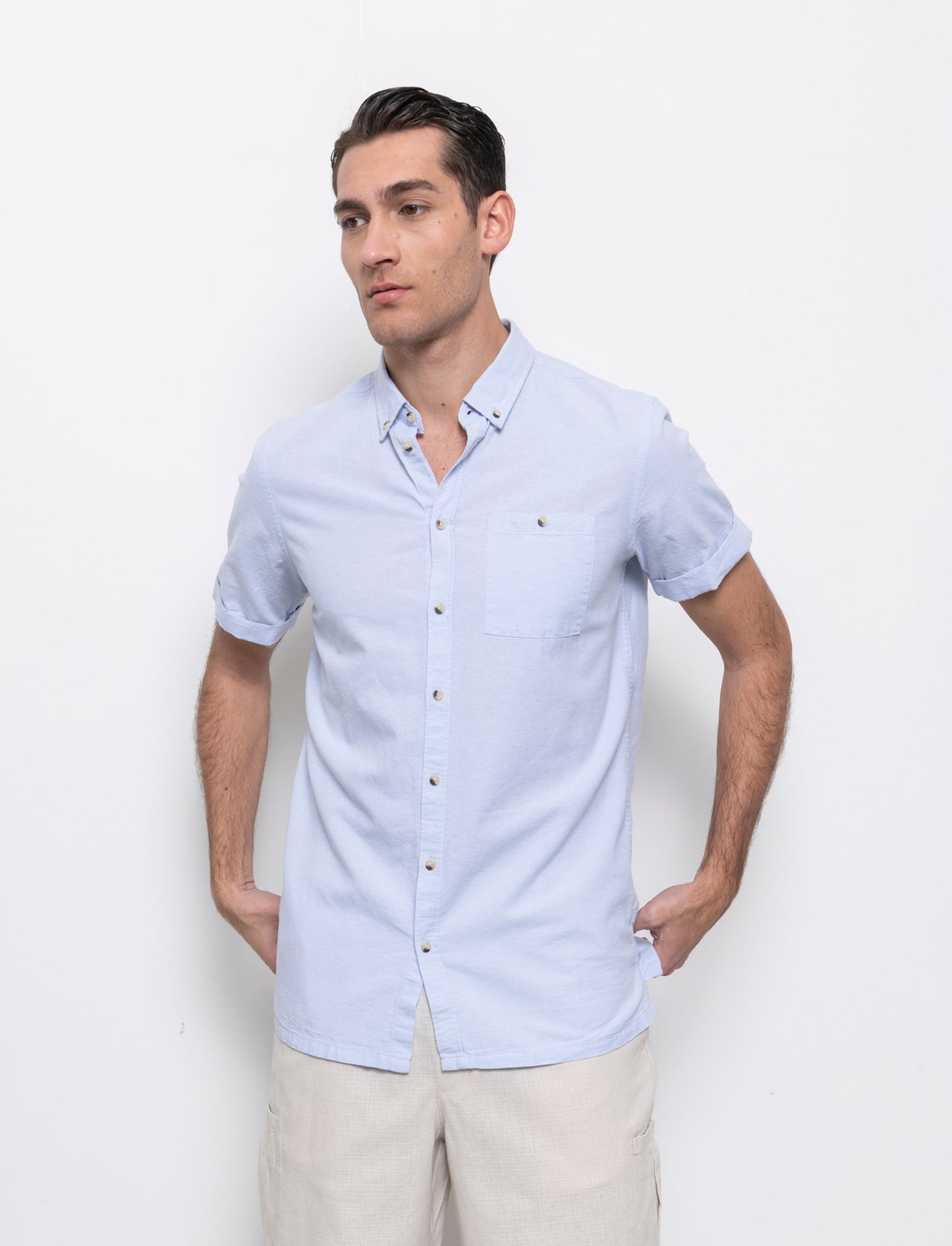 Camicia basic oxford regular fit da uomo - Celeste