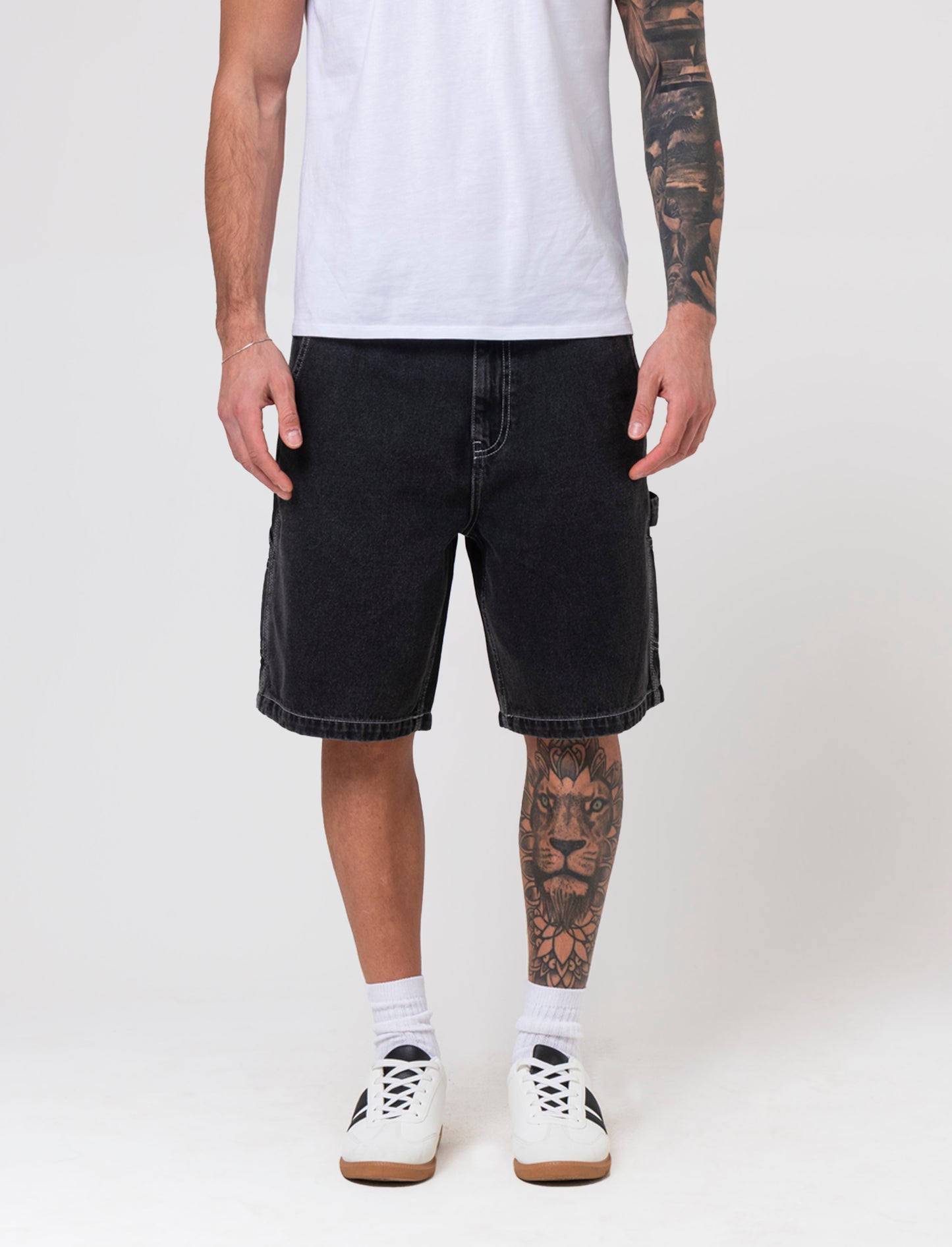 Bermuda jeans carpenter fit da uomo - Nero