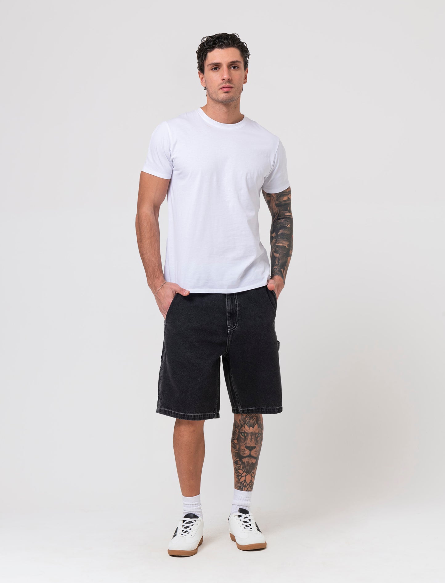 Bermuda jeans carpenter fit da uomo - Nero