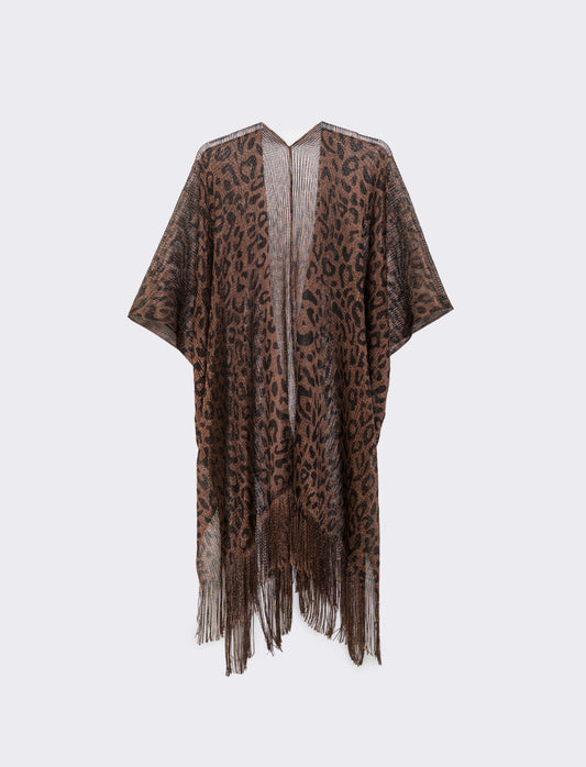 Copricostume mare donna in rete animalier - Marrone