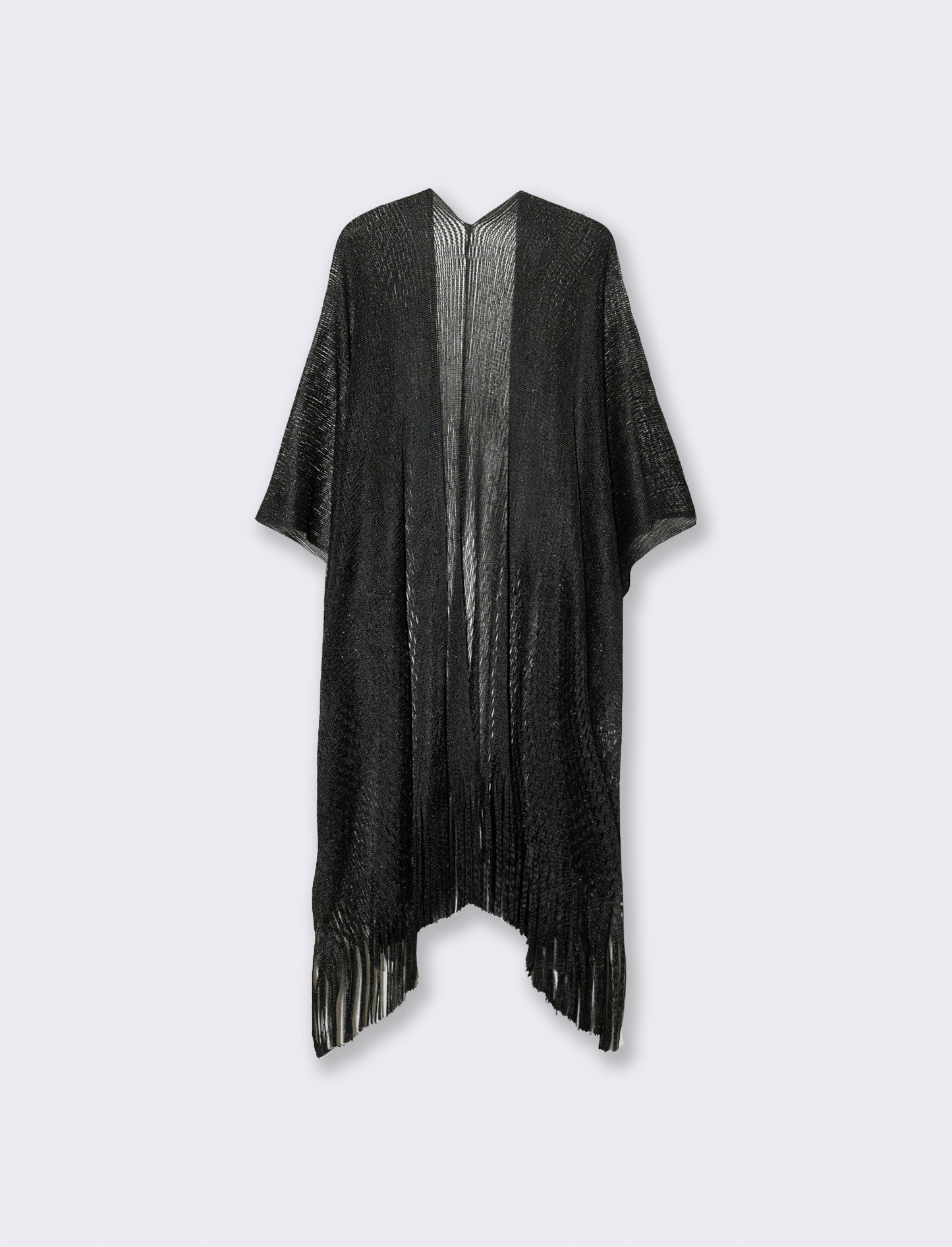 Copricostume donna in rete lurex aperto sul davanti - Nero