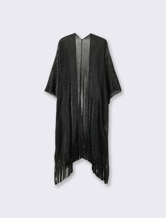 Copricostume donna in rete lurex aperto sul davanti - Nero