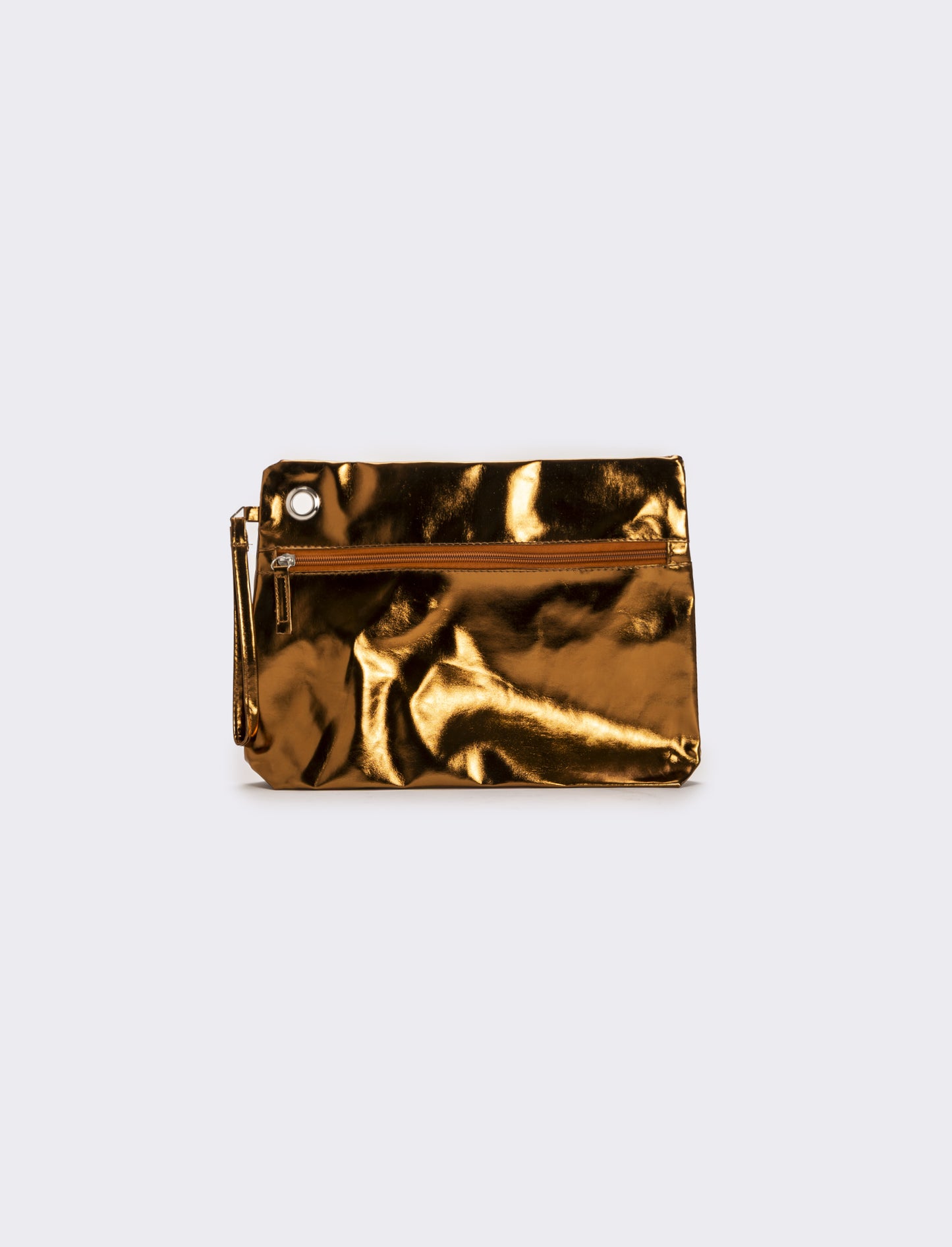 Pochette donna in vernice liscia con maniglia - Bronzo