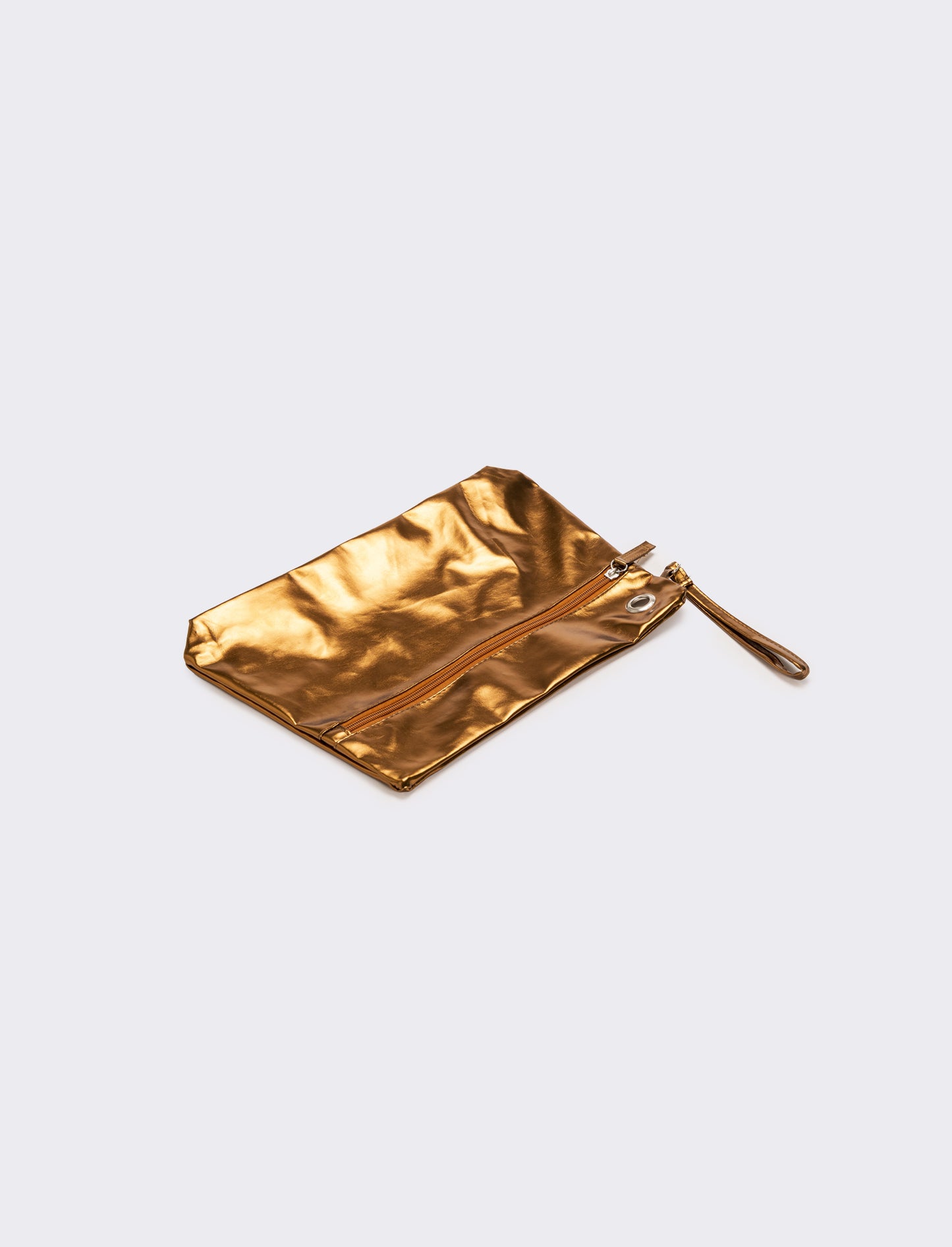 Pochette donna in vernice liscia con maniglia - Bronzo