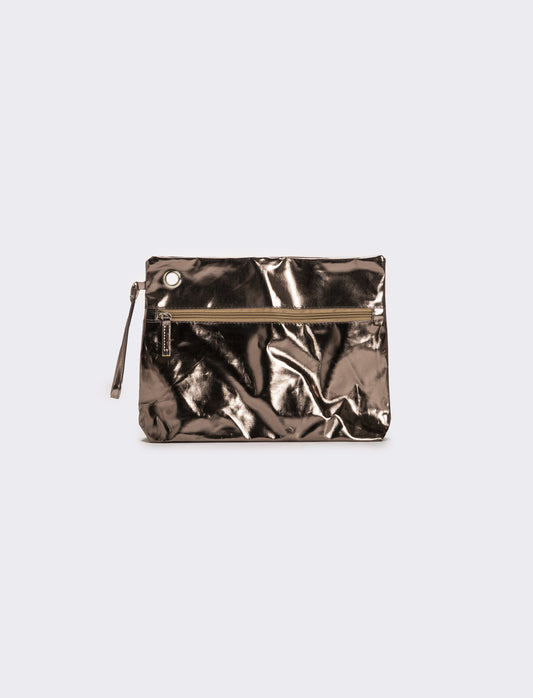Pochette donna in vernice liscia con maniglia - canna di fucile
