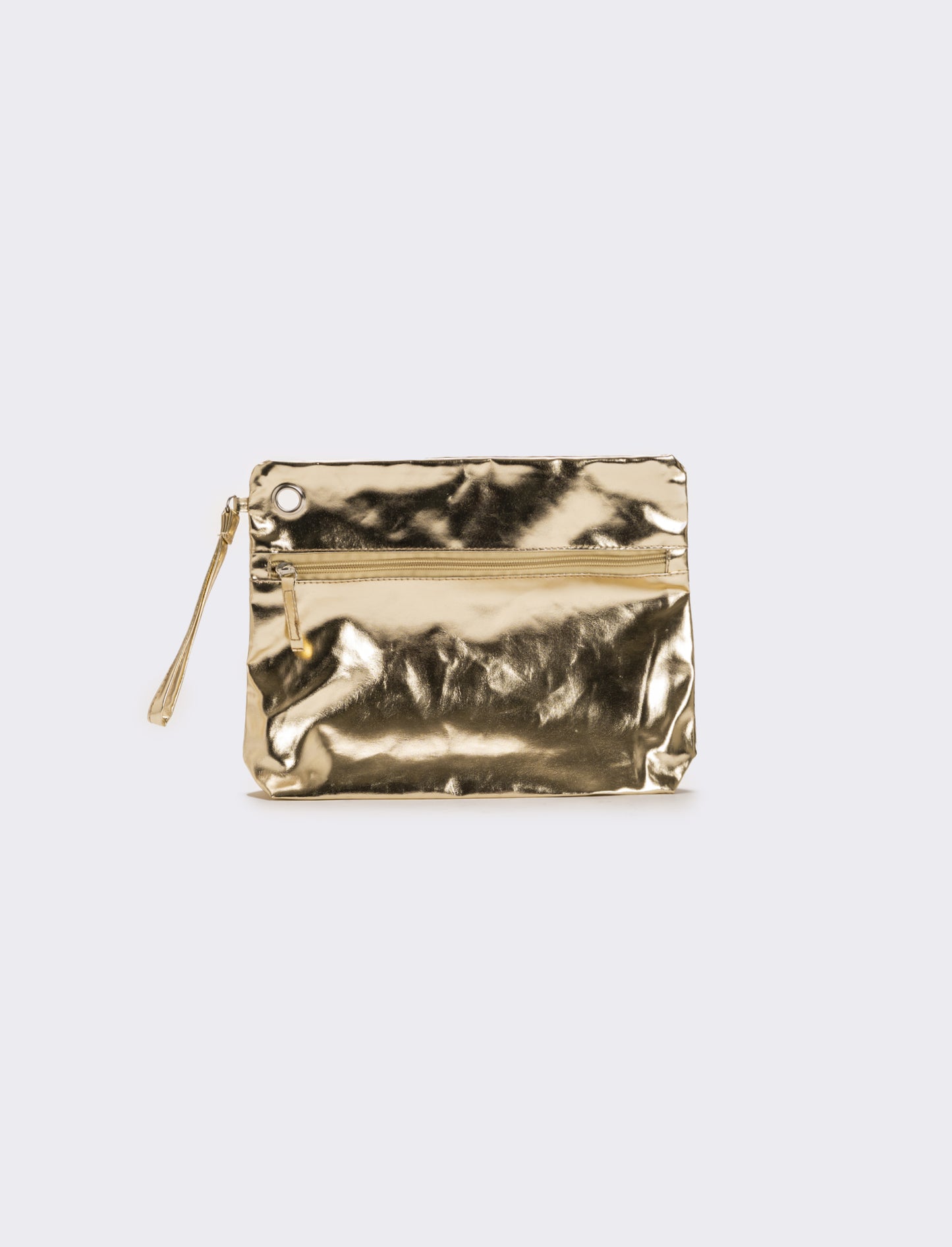 Pochette donna in vernice liscia con maniglia - Oro