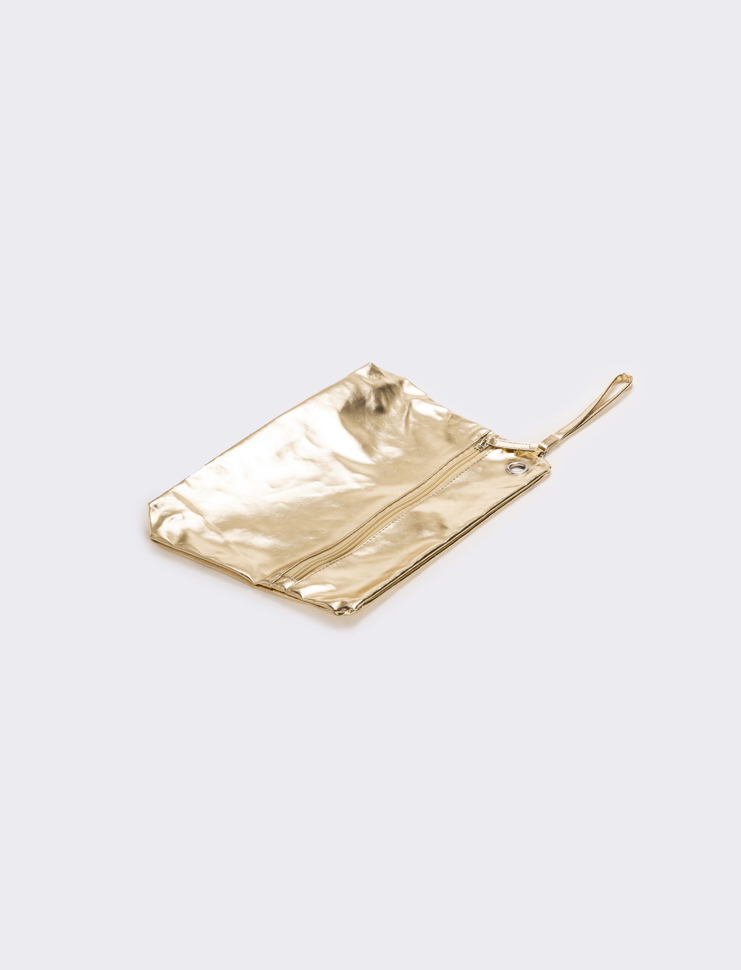Pochette donna in vernice liscia con maniglia - Oro