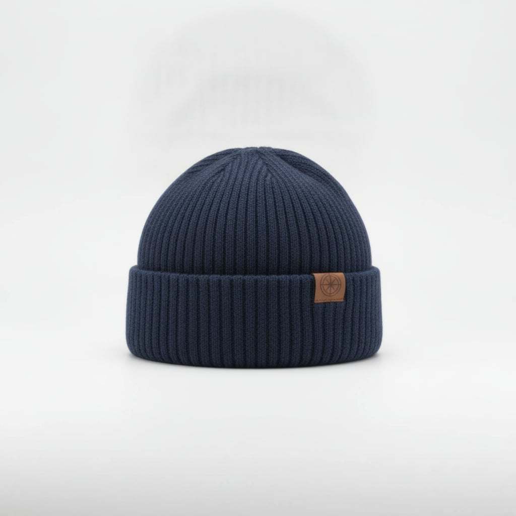 Cuffia a coste con risvolto per uomo - Blu