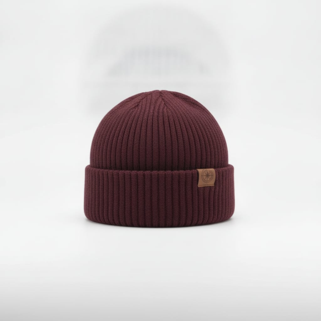 Ribbed cuffed beanie for men - Red