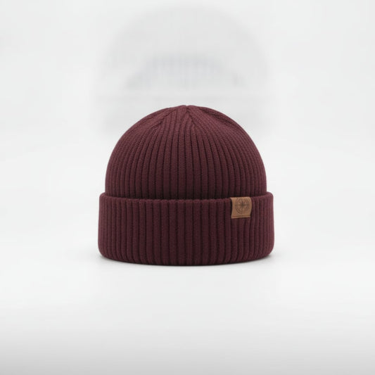 Ribbed cuffed beanie for men - Red