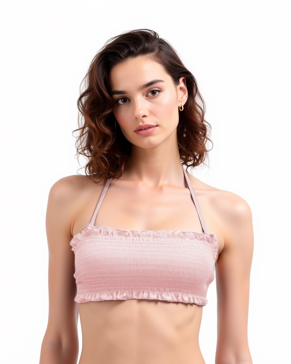 Reggiseno mare donna fascia regolabile punto smoke - Rosa