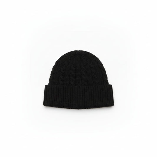 Cappello a coste con risvolto elegante - Nero