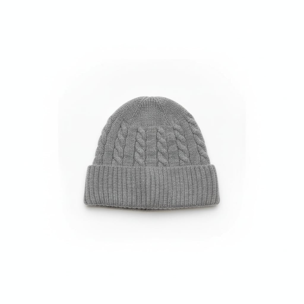 Cappello a coste con risvolto elegante - Grigio