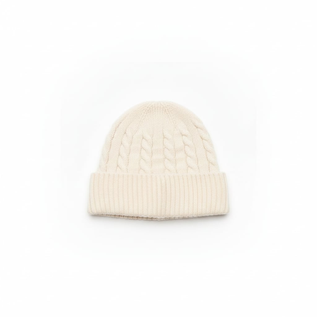 Cappello a coste con risvolto elegante - Bianco sporco