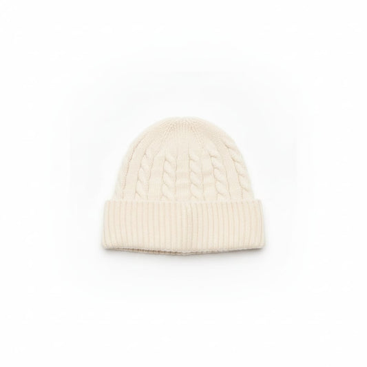 Cappello a coste con risvolto elegante - Bianco sporco