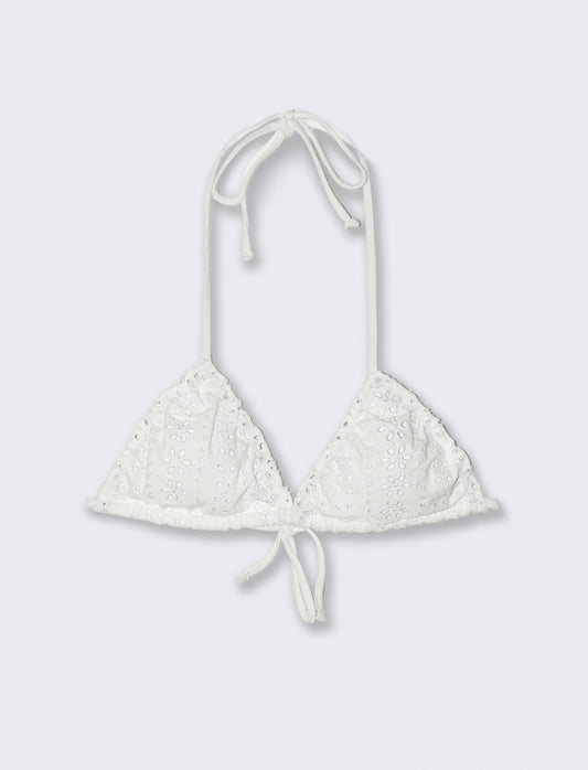 Reggiseno mare donna triangolo pizzo san gallo - Bianco