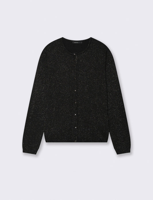 CARDIGAN CON TESSUTO CON FILO EFFETTO METALLO - Nero