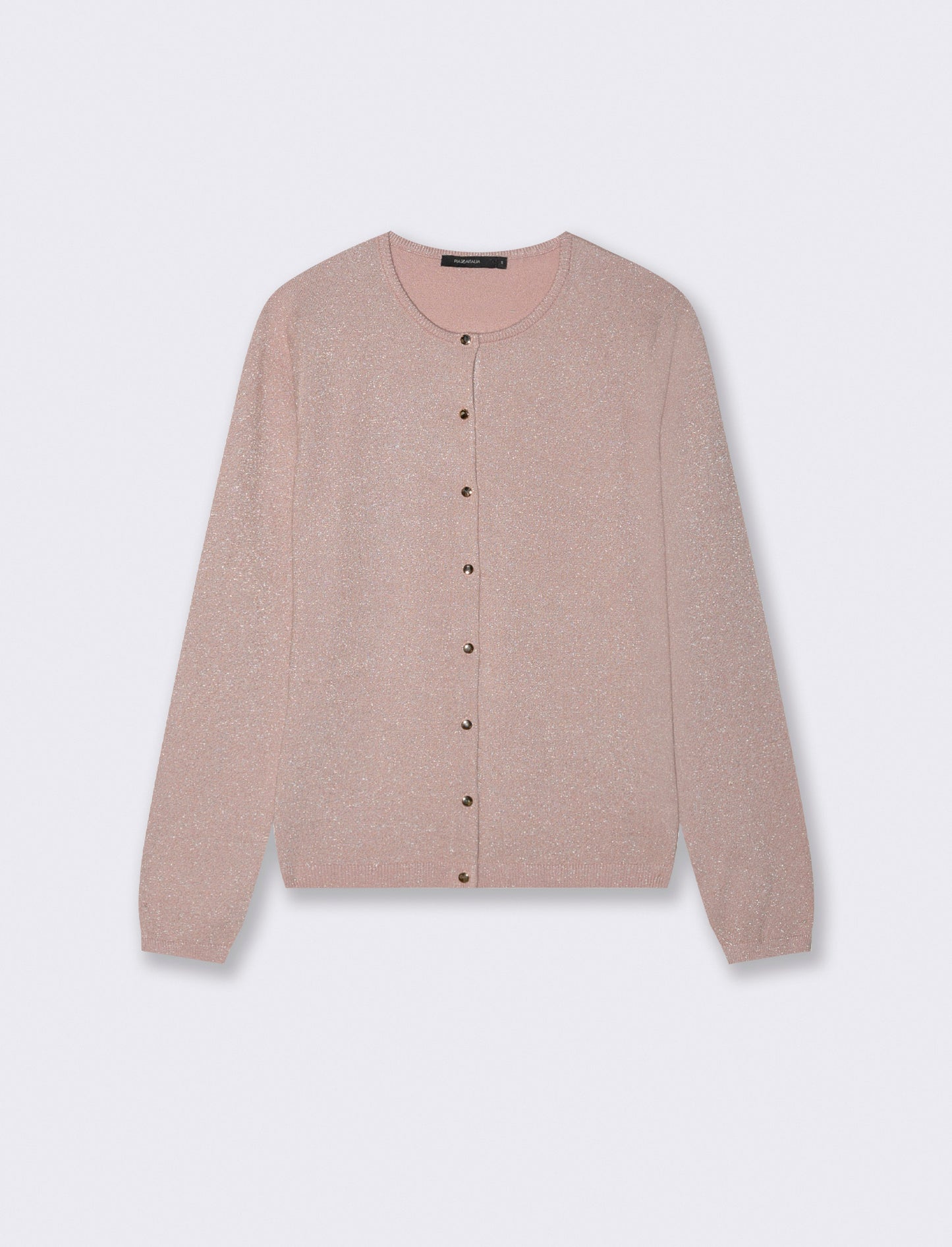 CARDIGAN CON TESSUTO CON FILO EFFETTO METALLO - Rosa antico