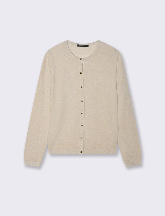 CARDIGAN CON TESSUTO CON FILO EFFETTO METALLO - Avorio