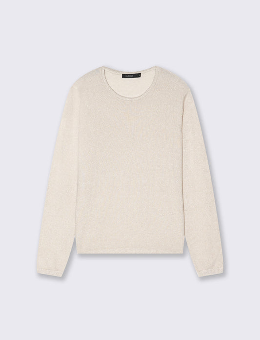 PULLOVER CON TESSUTO CON FIBRA EFFETTO METALLO - Avorio