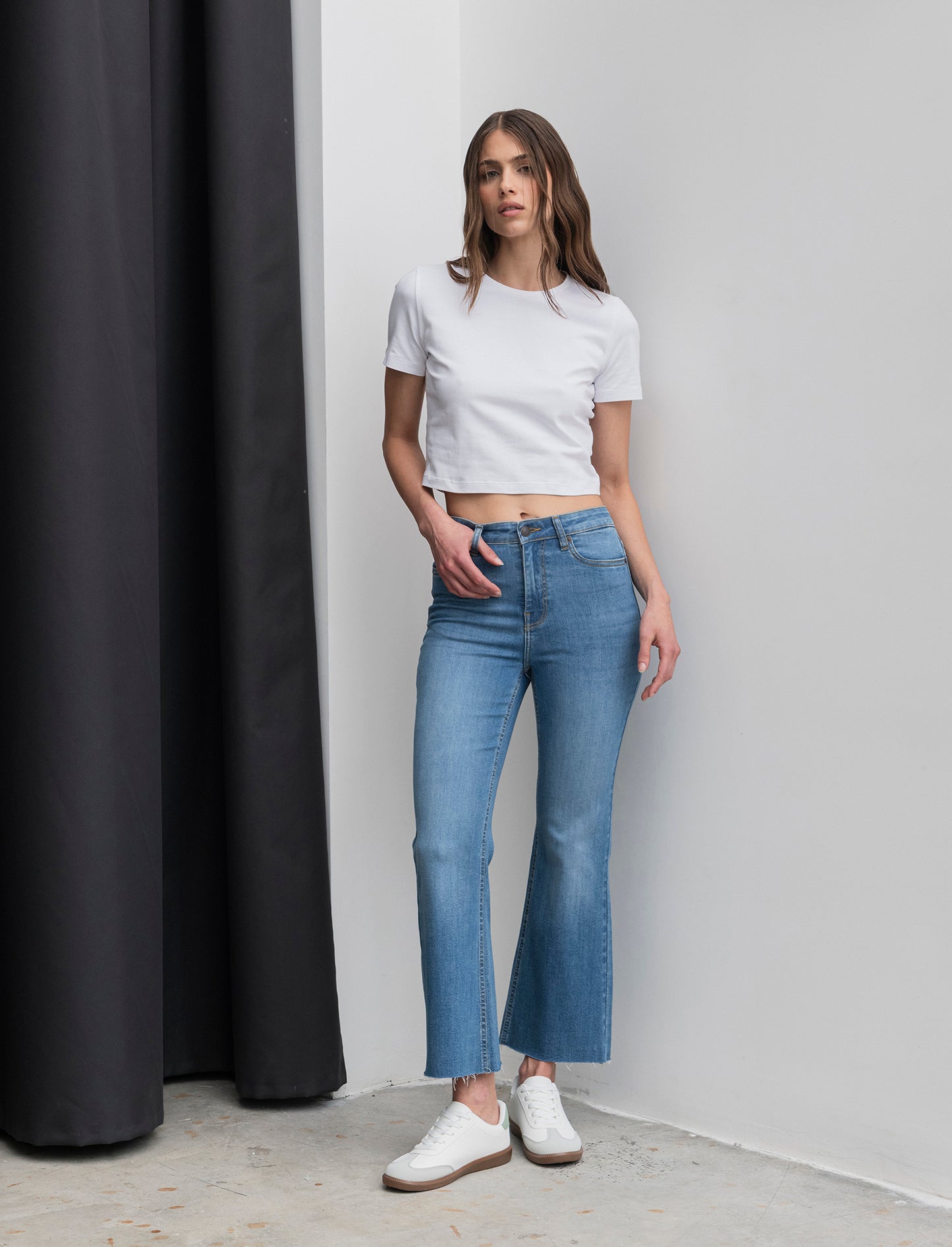 JEANS CROPPED FLARE - Denim