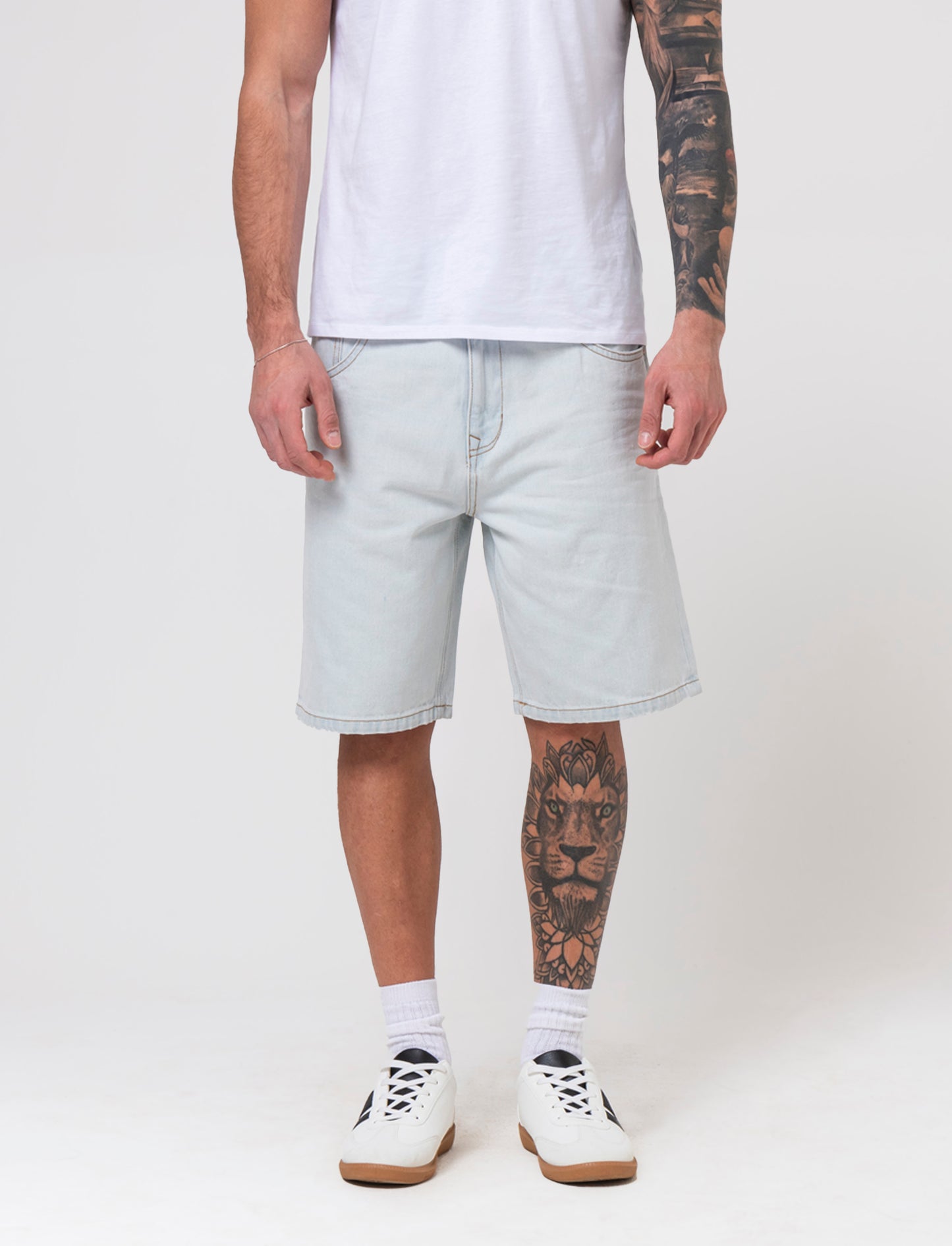 Bermuda di jeans baggy fit da uomo - Denim chiaro