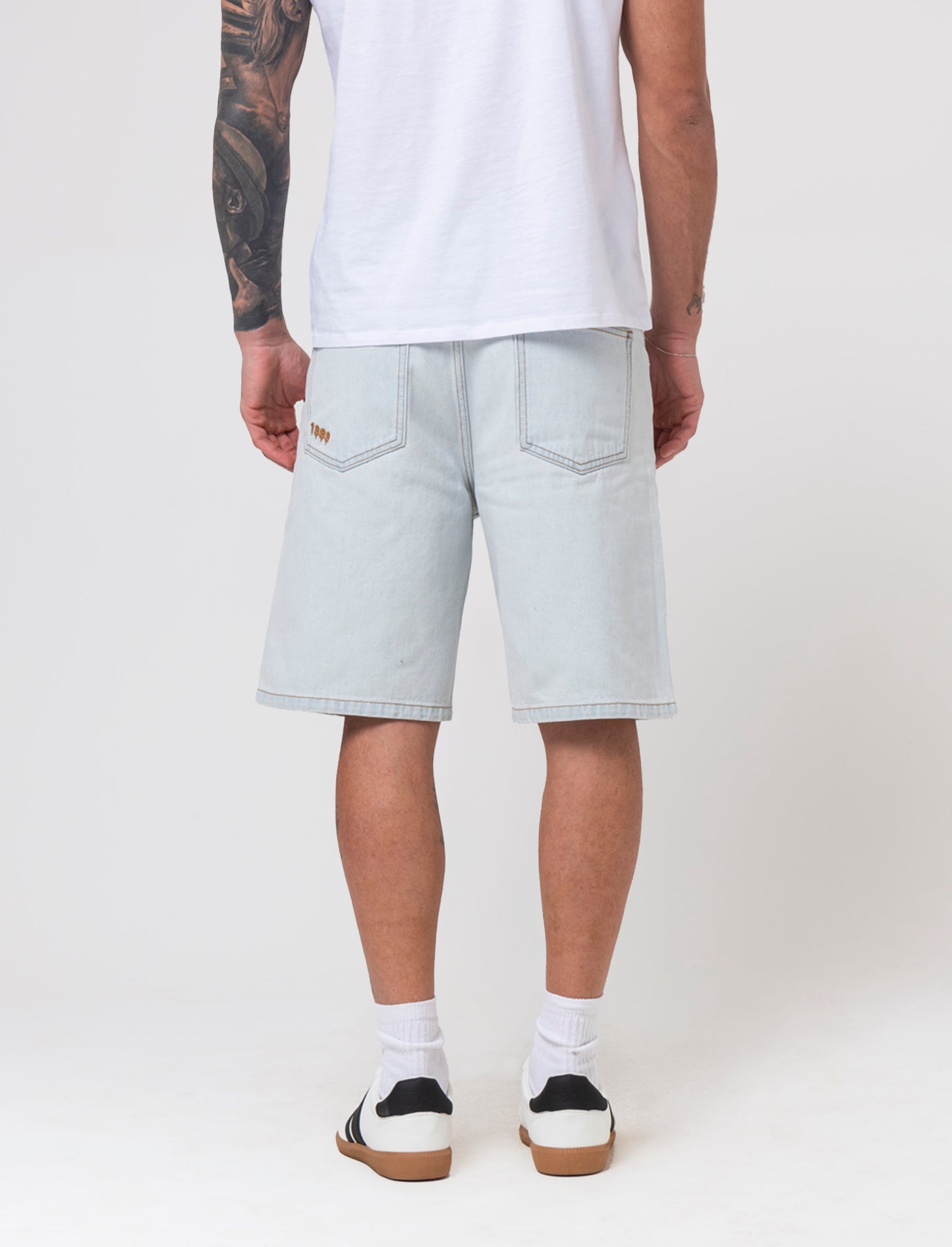 Bermuda di jeans baggy fit da uomo - Denim chiaro
