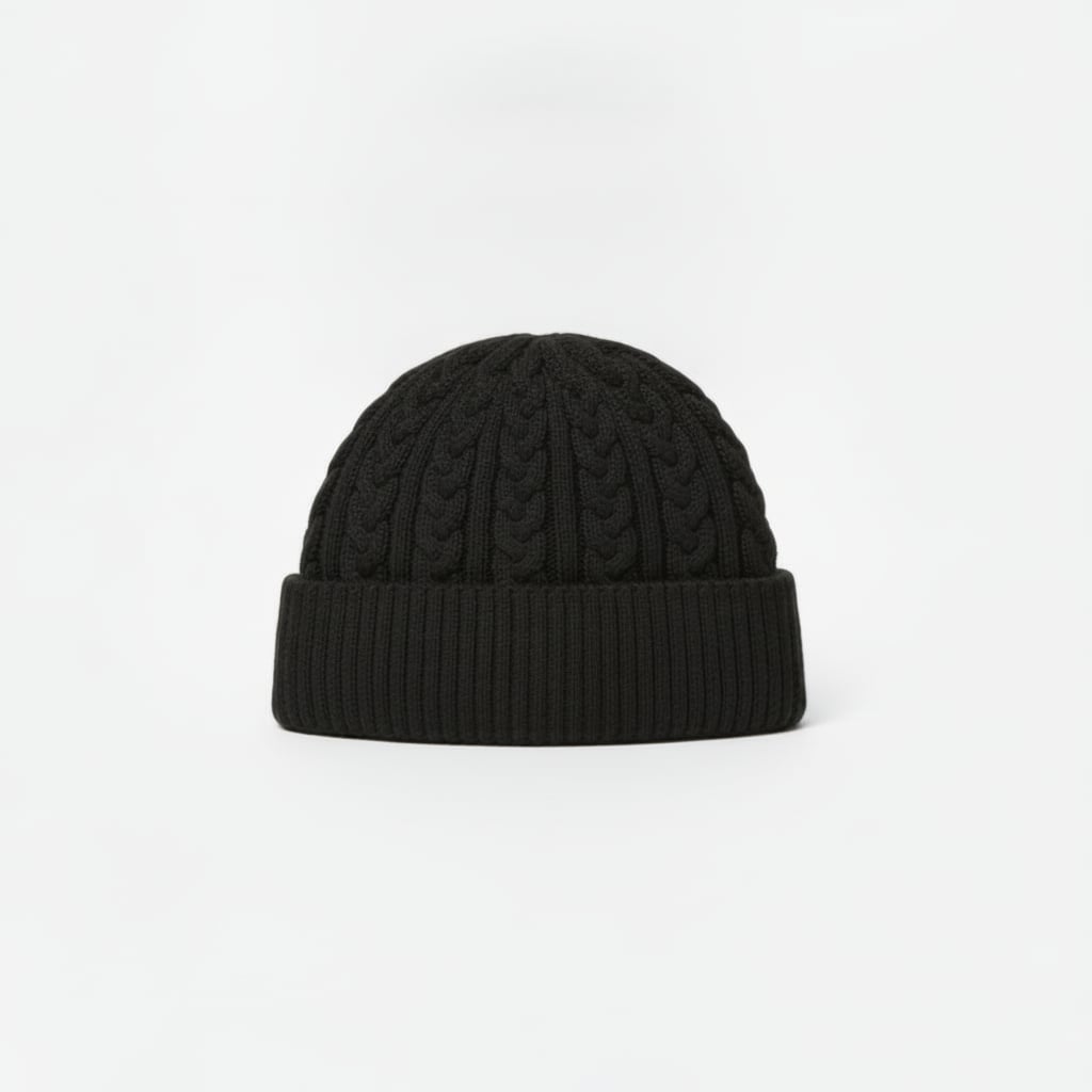 Cappello a cuffia con trecce per uomo - Nero
