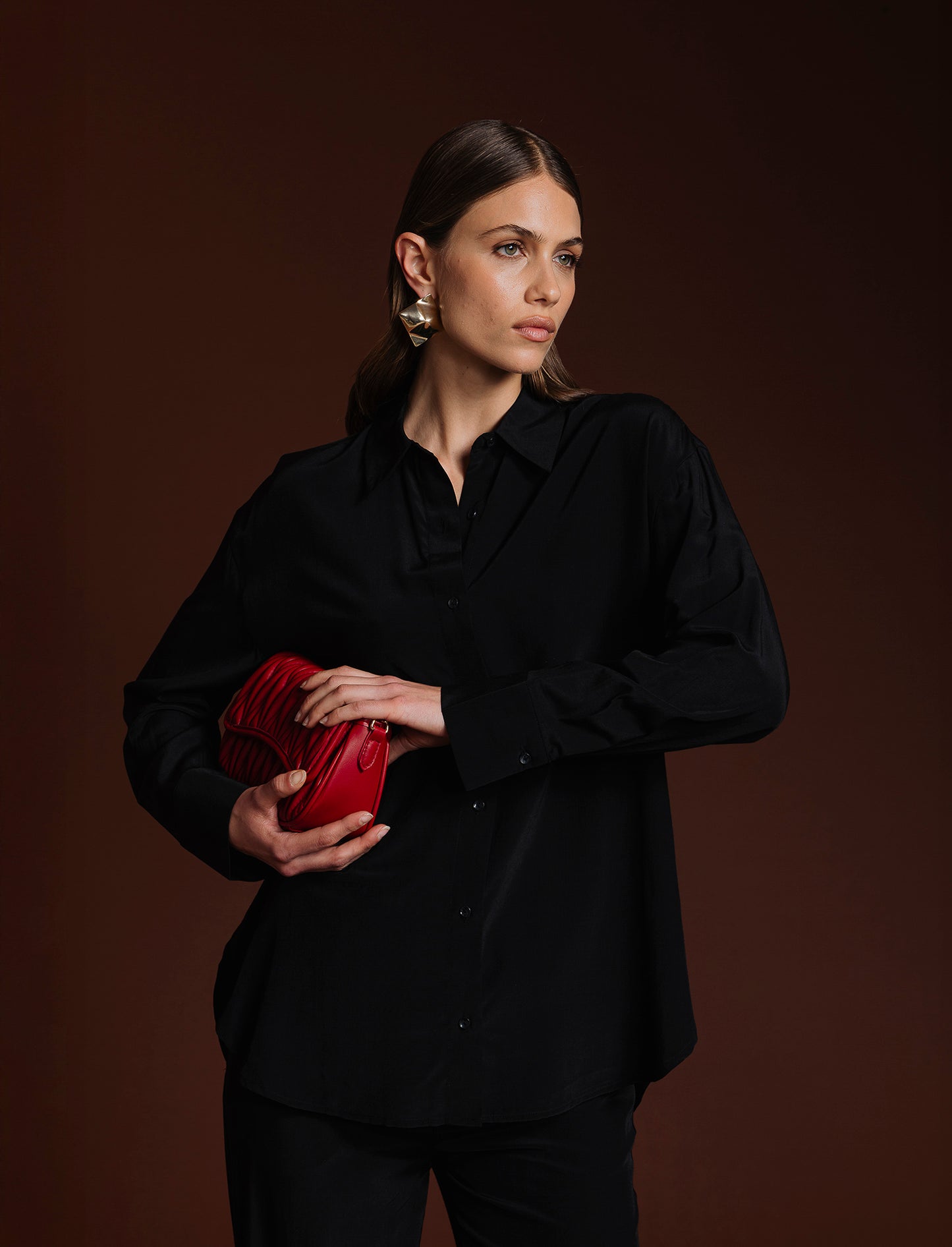 CAMICIA CON DOPPIO BOTTONE AL POLSO - Nero