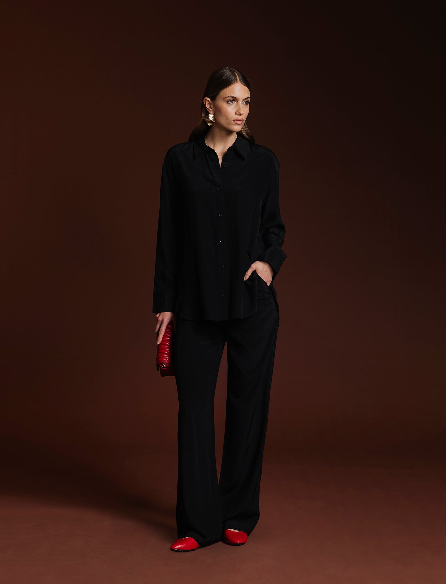 CAMICIA CON DOPPIO BOTTONE AL POLSO - Nero