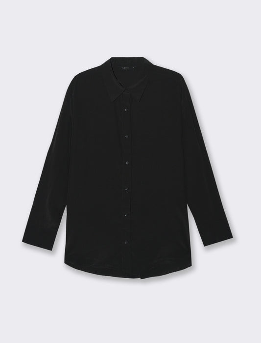 CAMICIA CON DOPPIO BOTTONE AL POLSO - Nero