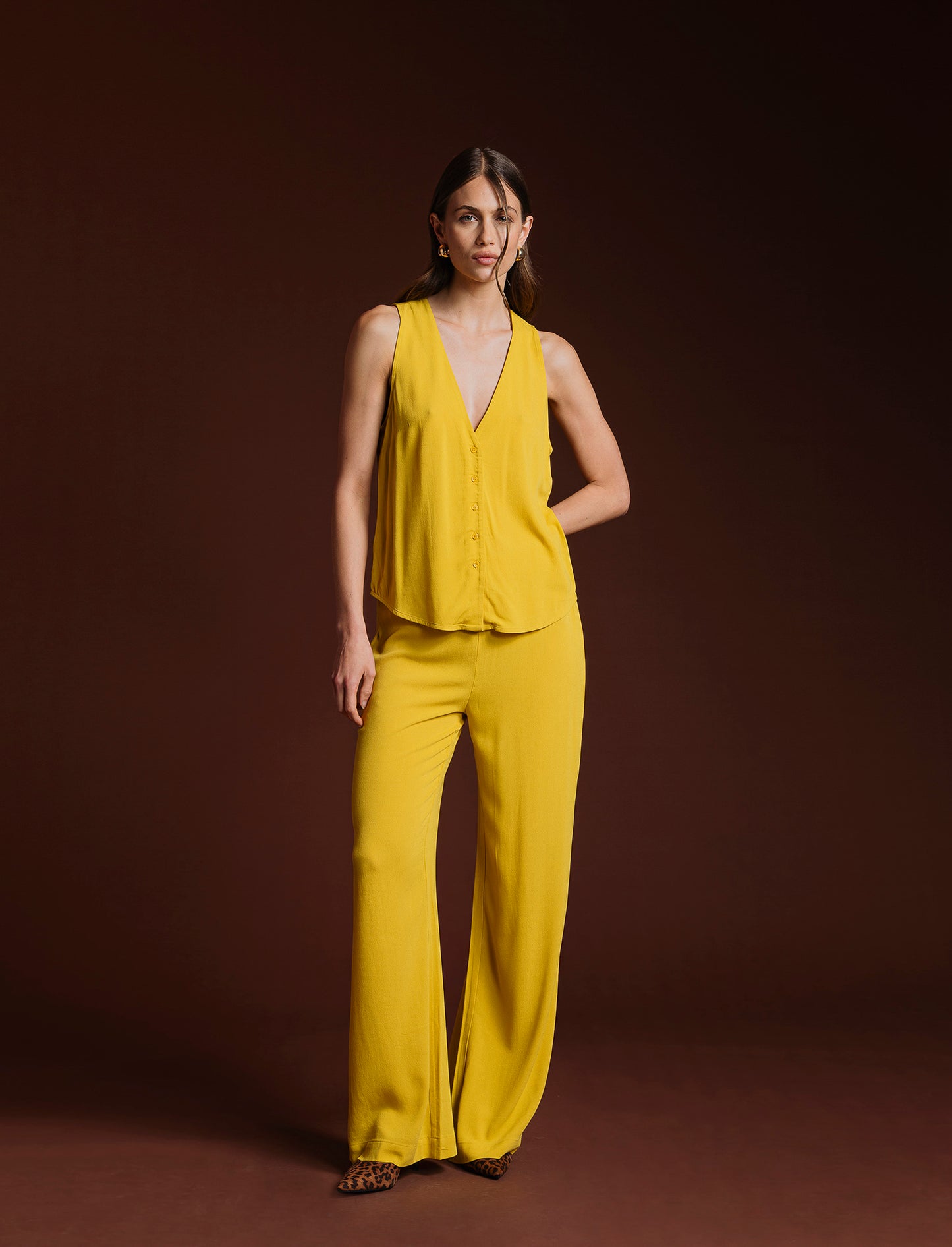 BLUSA SMANICATA - Mostarda