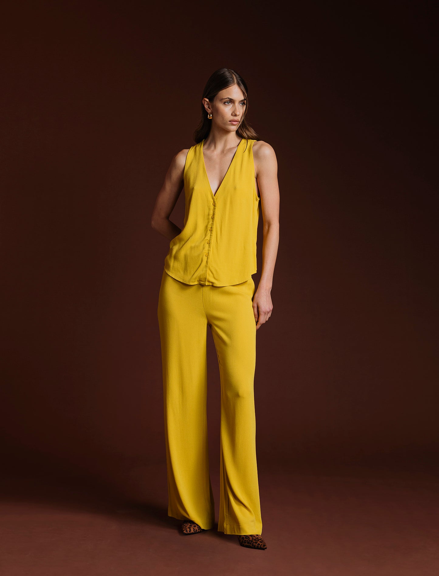PANTALONE PALAZZO - Mostarda