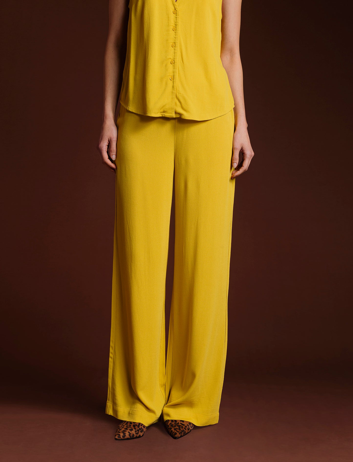 PANTALONE PALAZZO - Mostarda