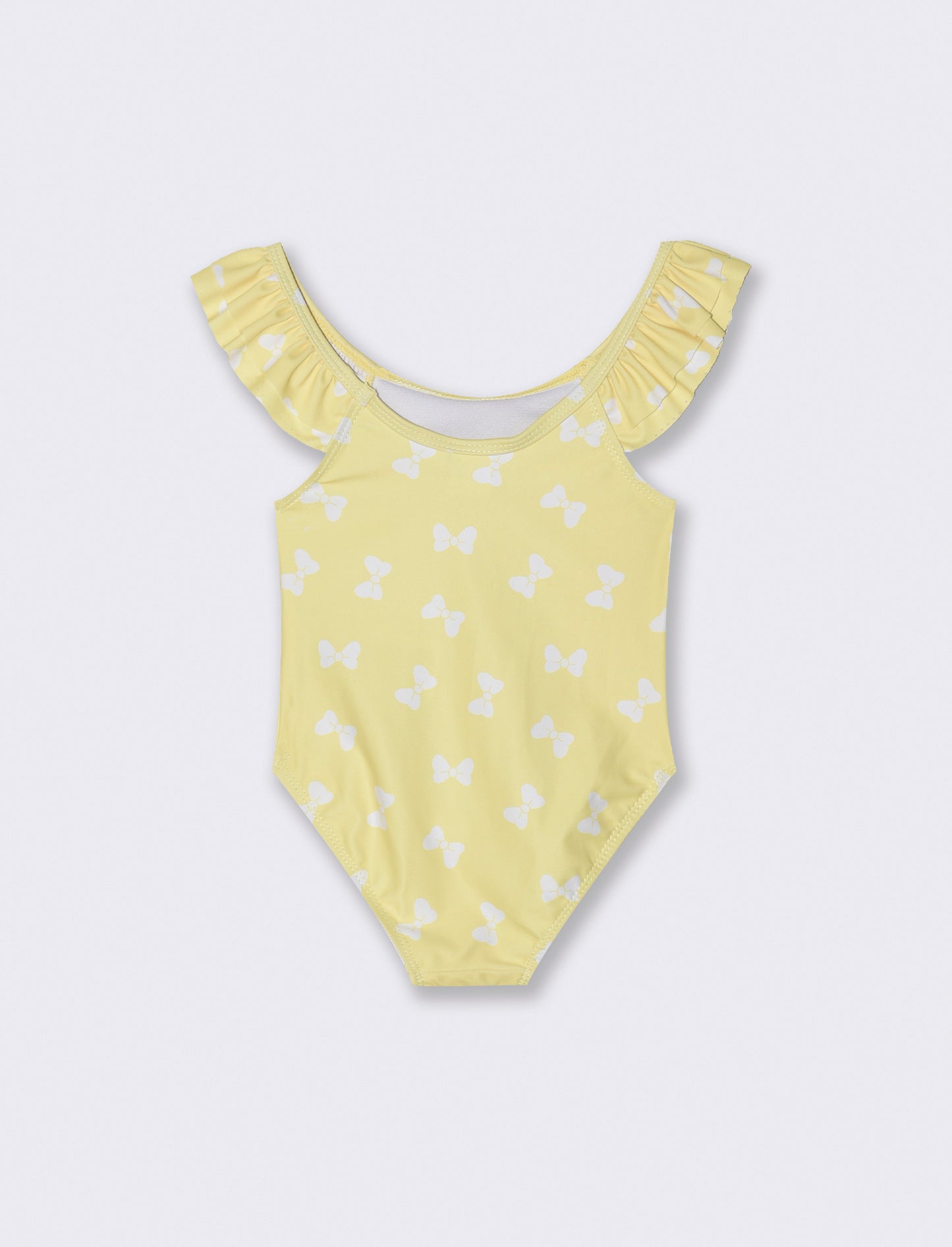 Costume intero con doppia rouche da neonata - Giallo