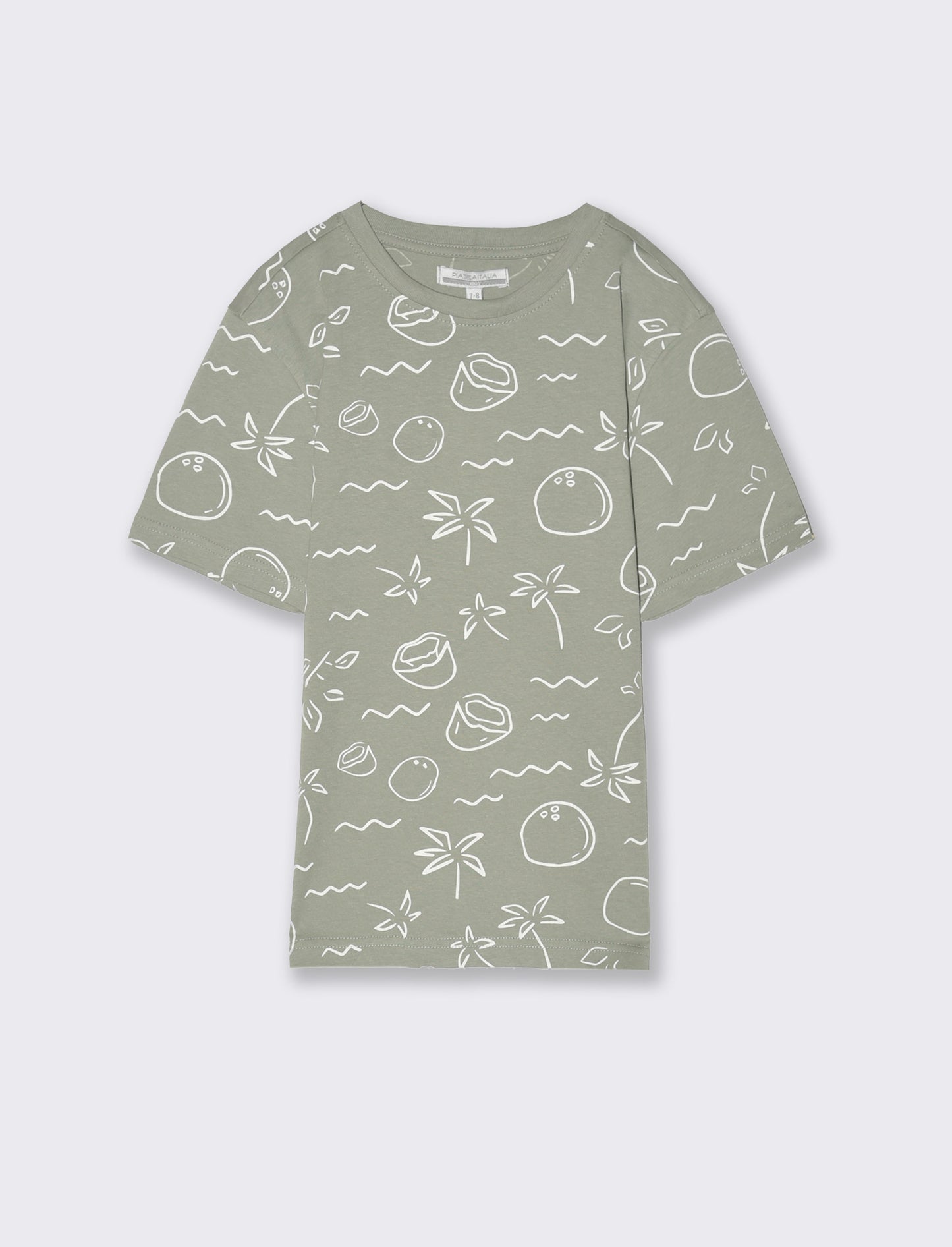 T-shirt all-over in jersey da bambino - Verde salvia