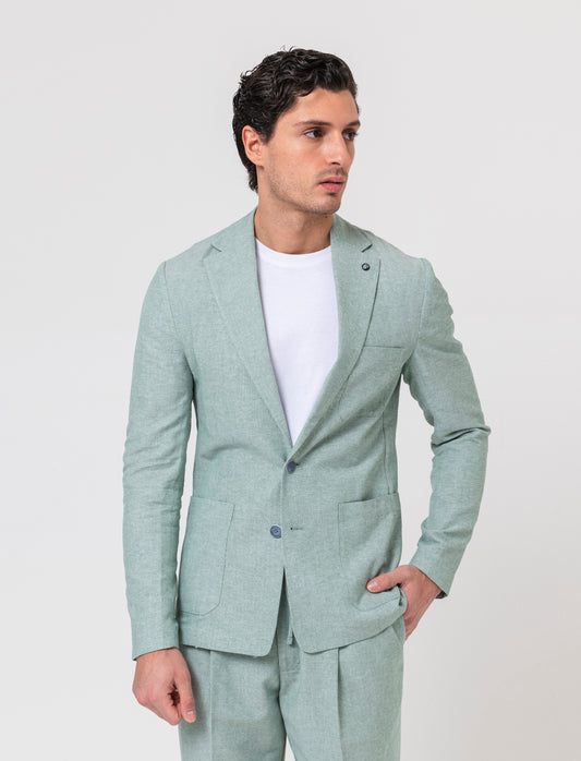 Man's unstructured linen blend blazer - Green