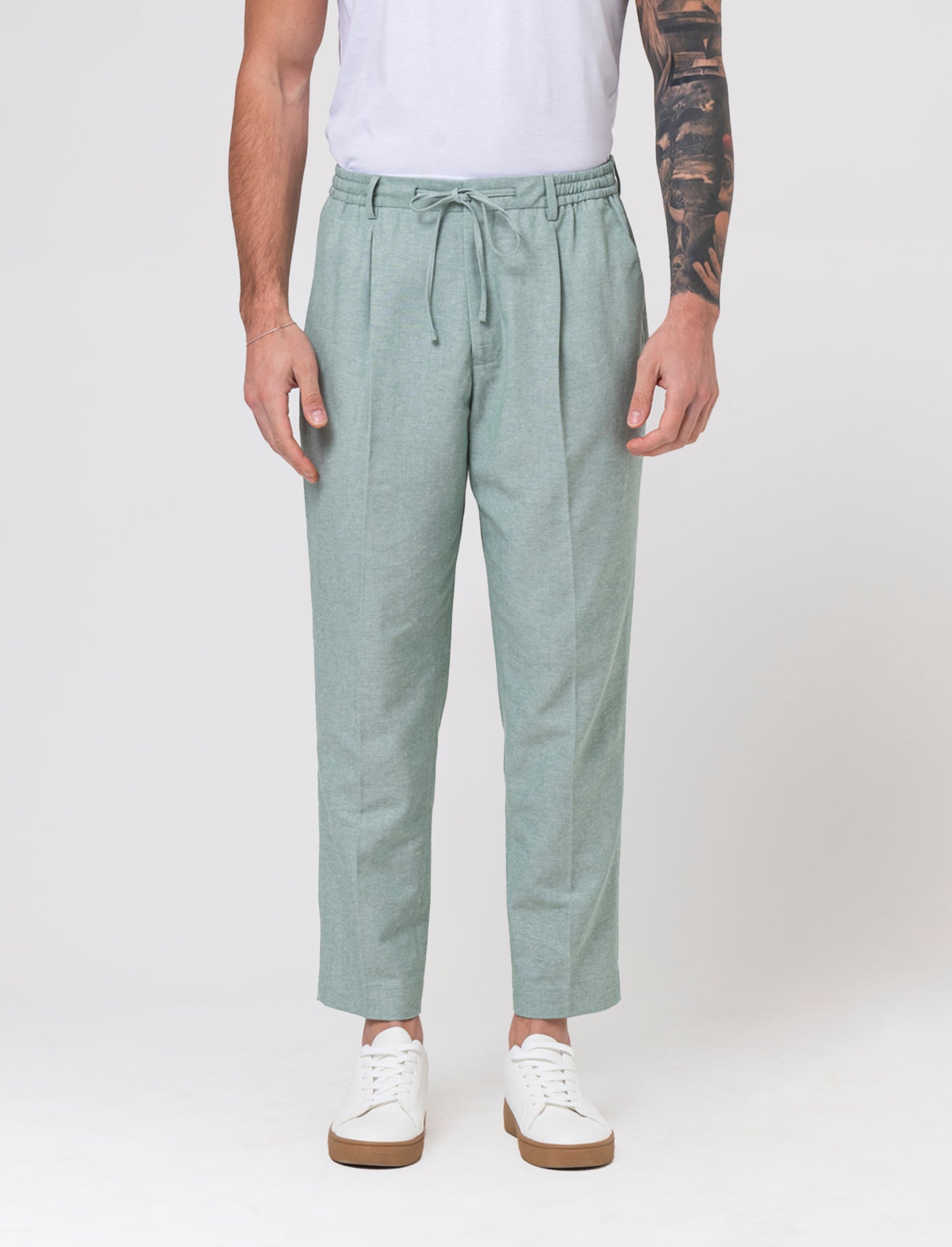 Pantaloni jogger da completo in misto lino da uomo - Verde