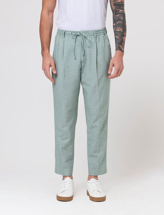 Pantaloni jogger da completo in misto lino da uomo - Verde