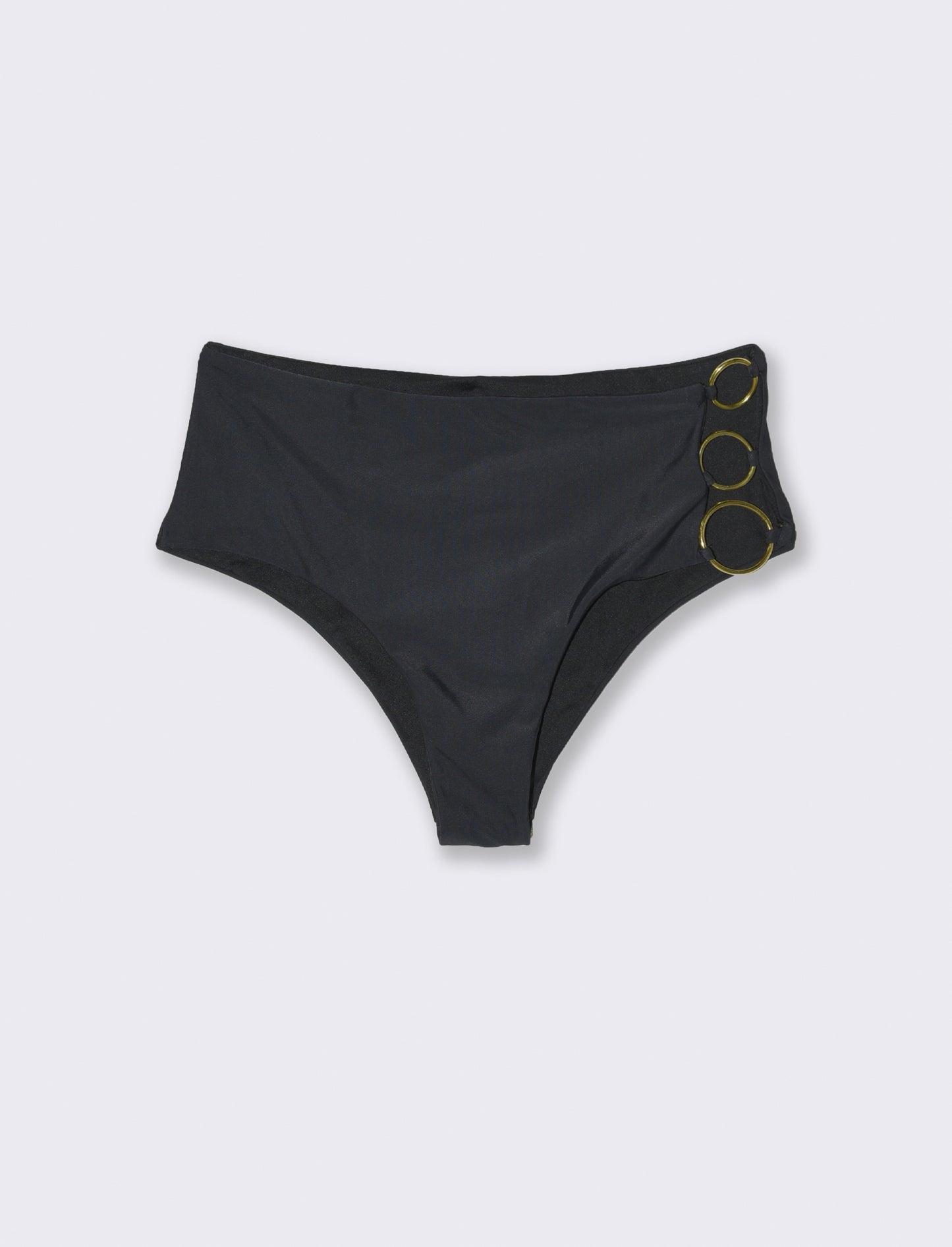 Slip mare donna vita alta con anelli - Nero
