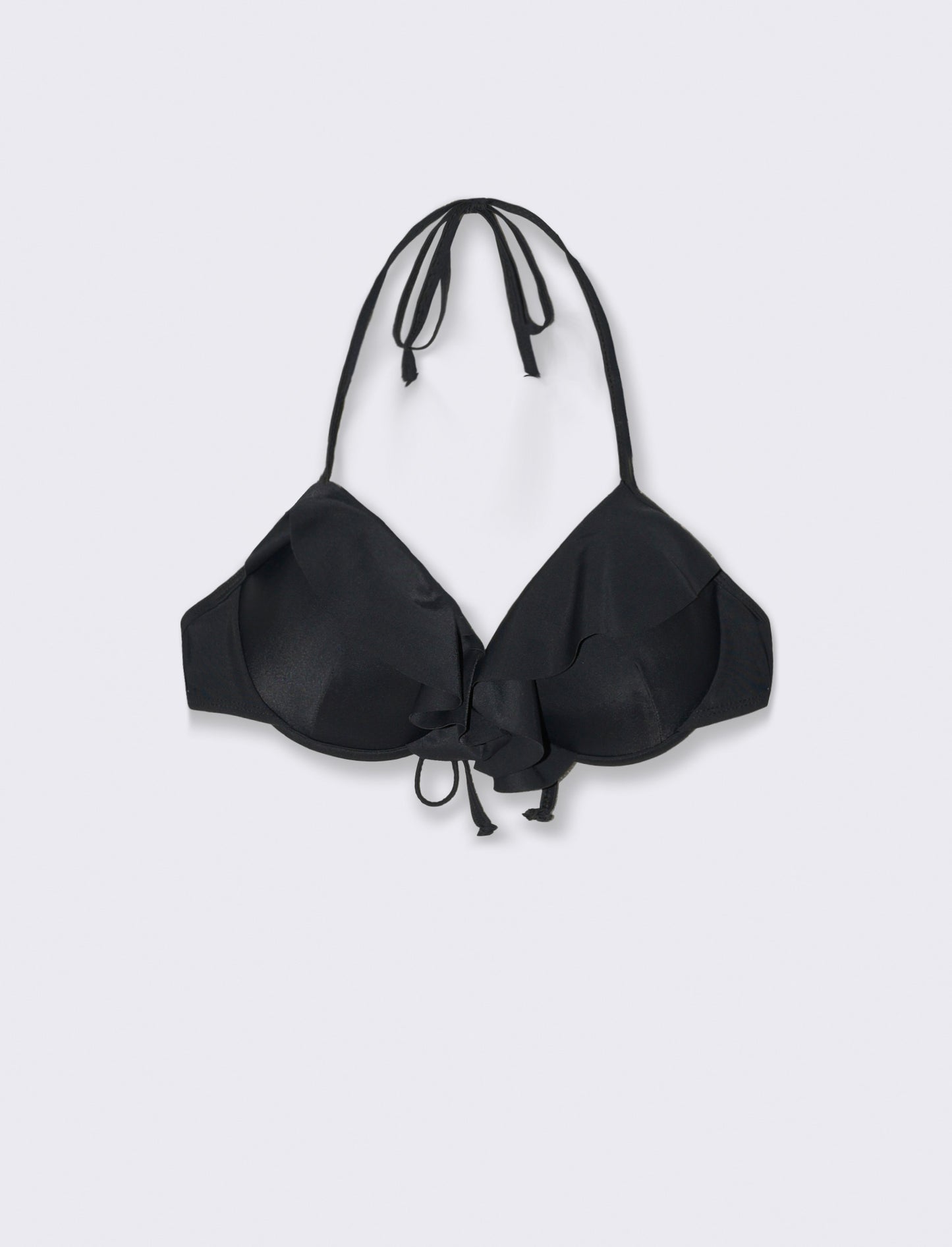 Reggiseno mare donna balconcino con rouche - Nero