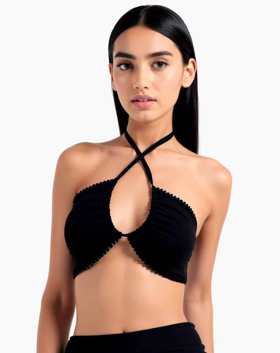 Reggiseno mare donna fascia capovolta - Nero