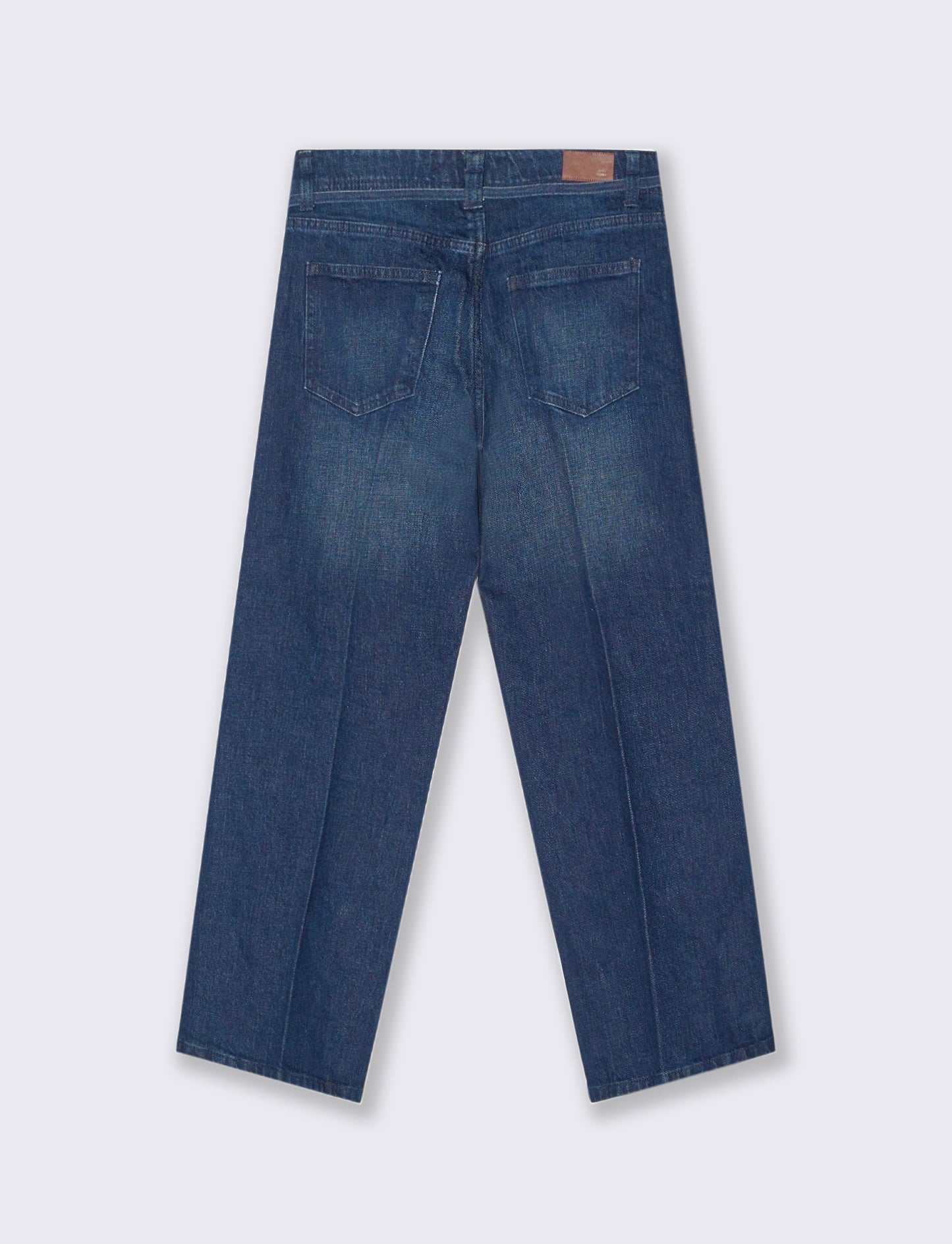 JEANS STRAIGHT CROP CON CINTURA IN TESSUTO - Denim