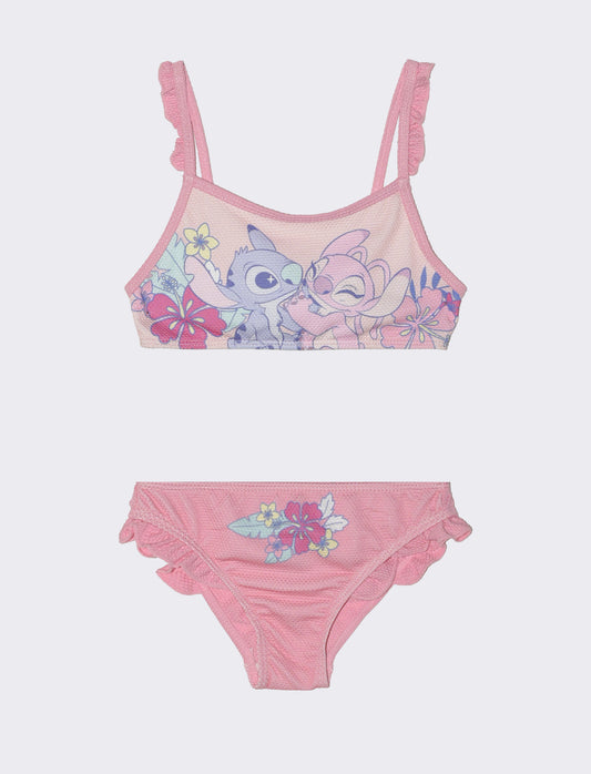 Costume due pezzi Stitch & Angel da bambina - Rosa