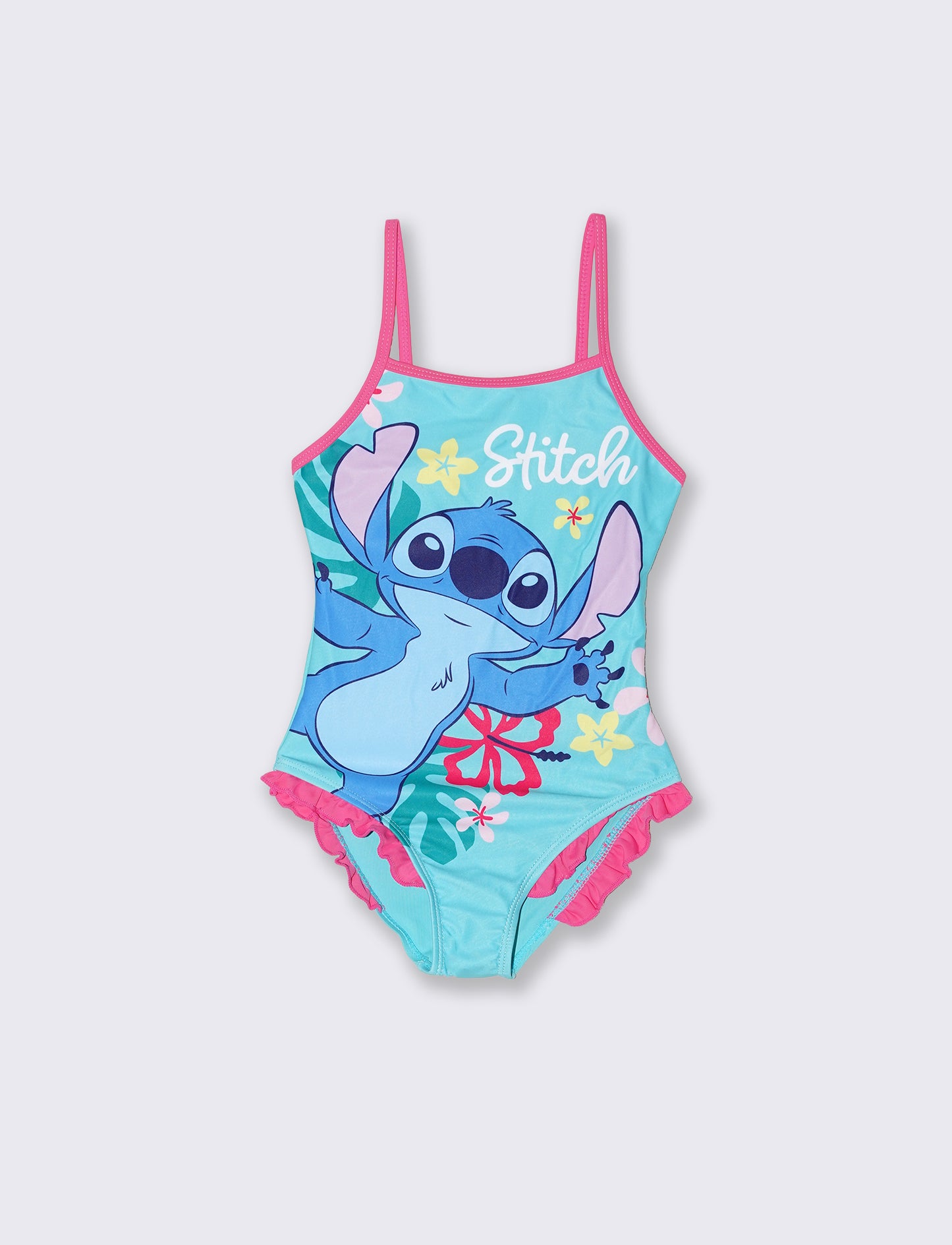 Stitch Print Ruffled One-Piece Swimsuit for Girls - Blue