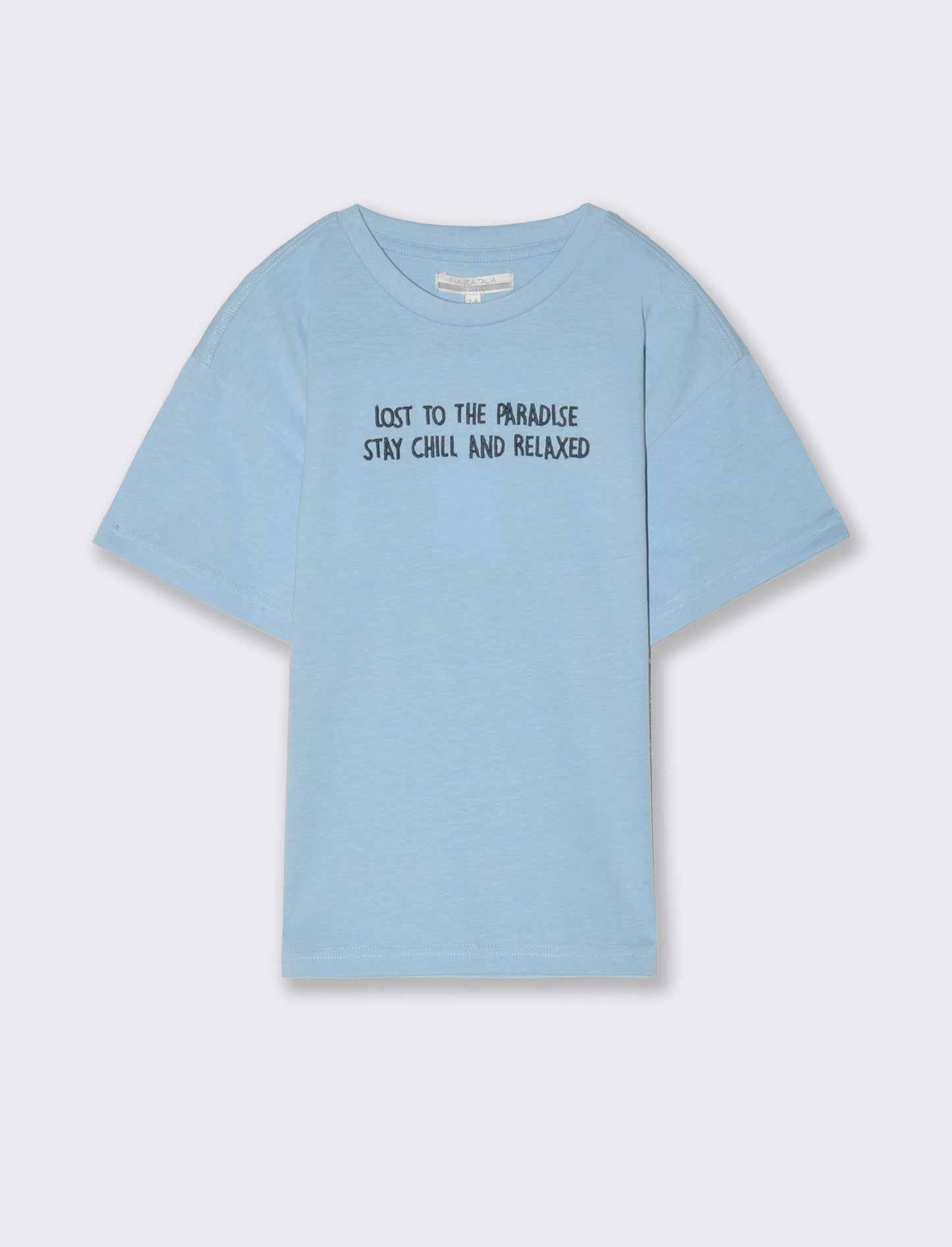 T-shirt con ricamo da bambino - Azzurro cielo