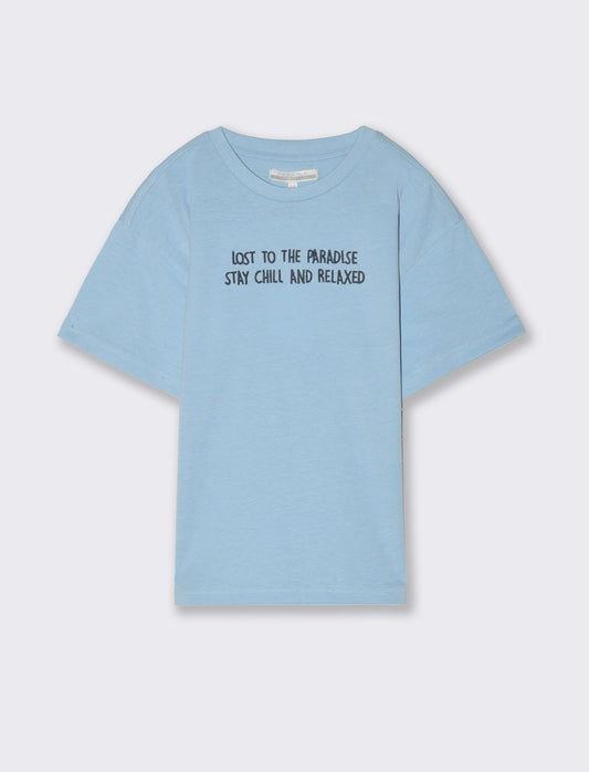 T-shirt con ricamo da bambino - Azzurro cielo