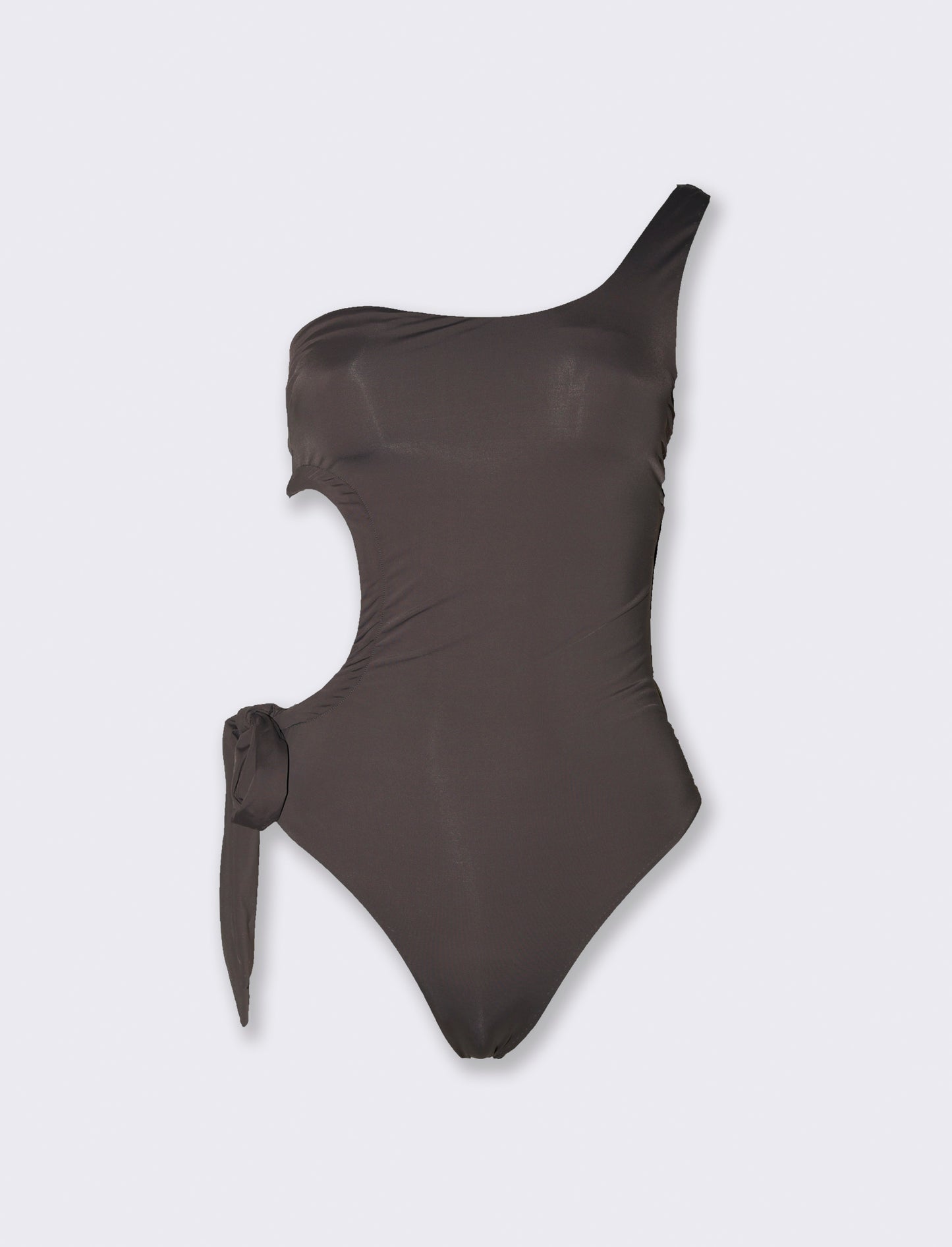 Costume intero monospalla con arriccio laterale - Marrone