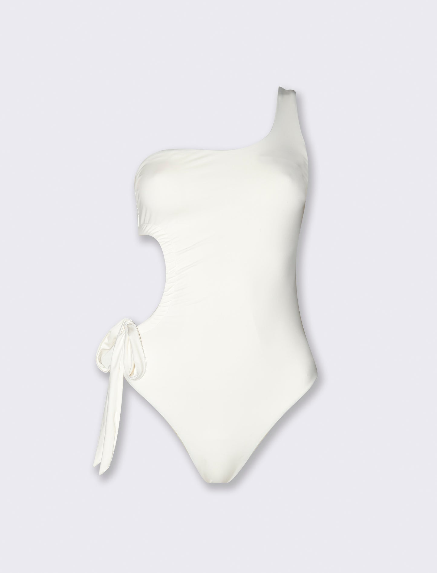 Costume intero monospalla con arriccio laterale - Bianco sporco