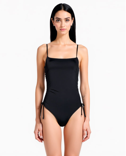 Costume mare donna intero con laccetti - Nero